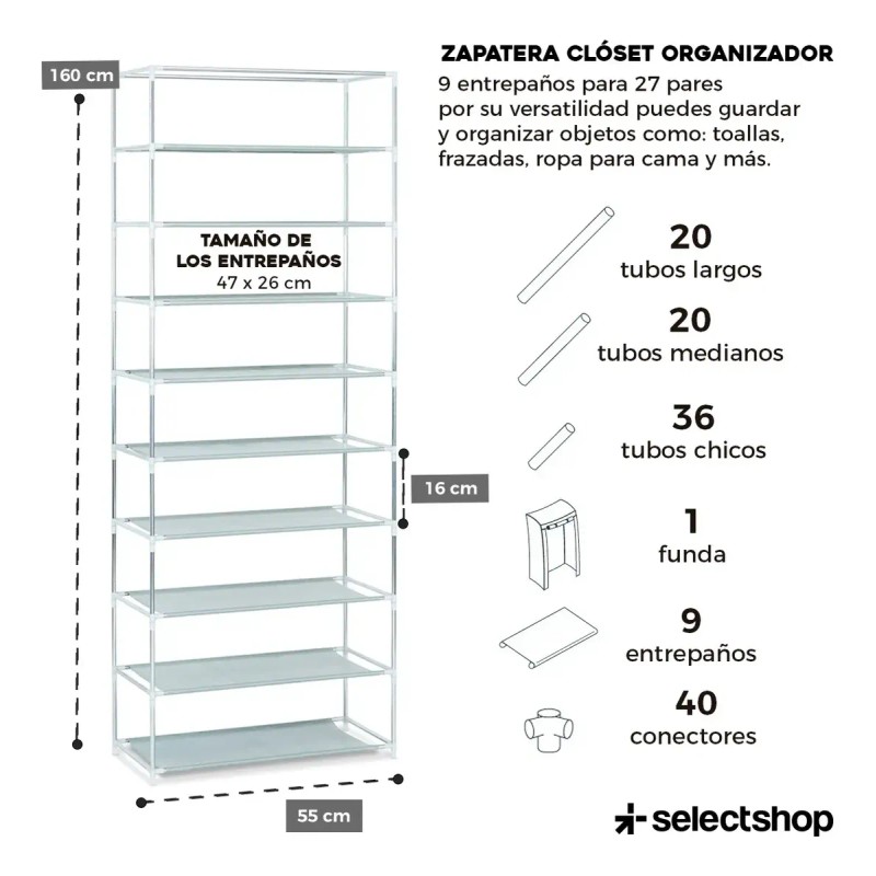 Mueble Zapatera Armario Organizador Repisa Armable Multiusos