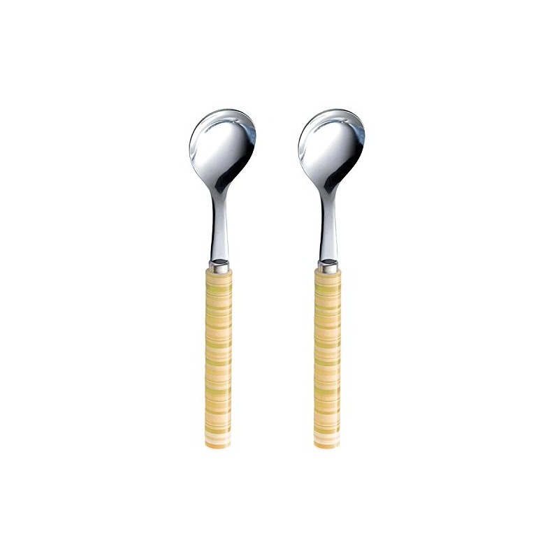 Nagao Border Teaspoon, Yellow, Set of 2, Made in Japan
