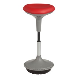 Learniture Adjustable Height Active Learning Stool for Office Desks and Classrooms, Foam-Padded Backless Wobble Stool with Rocking Motion, Red