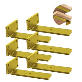 Advanced heavy-duty shelving bracket -5-inch floating shelving -0.2-inch thick gold L-shaped shelving bracket, high-quality solid steel shelving bracket for shelving (6 pieces)