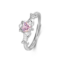 AIPWEYT Store Verlobungsring Damen, Rosa Herz Zirkonia Verlobungsring, Damen Verstellbar Ring mit Zirkonia, Engagement Ringe Schmuck für Geburtstag Valentinstag