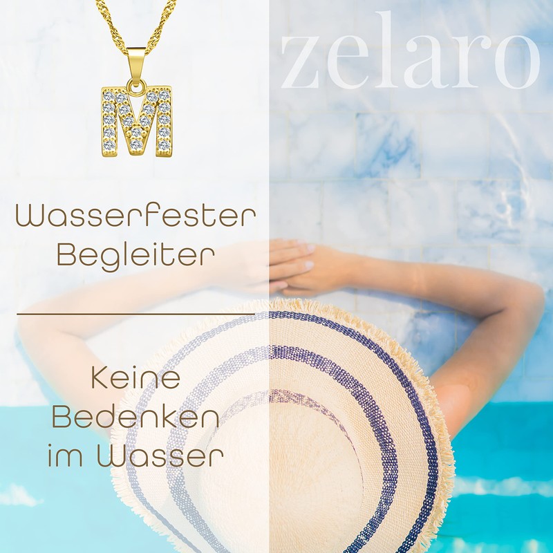 Zelaro Women's Necklace with Letters, Chain Gold and Chain Silver