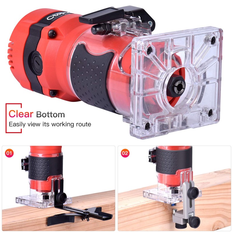 Compact Palm Router Tool, 800W Hand Wood Trimmer Router with