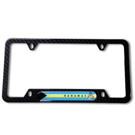 The Bahamas Flag Domed Black License Plate Frame -US Size- Nassau Bahamian