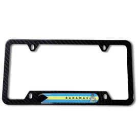 The Bahamas Flag Domed Black License Plate Frame -US Size- Nassau Bahamian