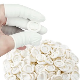 USTNIR Latex Finger Cots, Pack of 100 Finger Cots Natural Latex Gloves, Waterproof Finger Protection, Disposable Security, Antistatic, Non-Slip