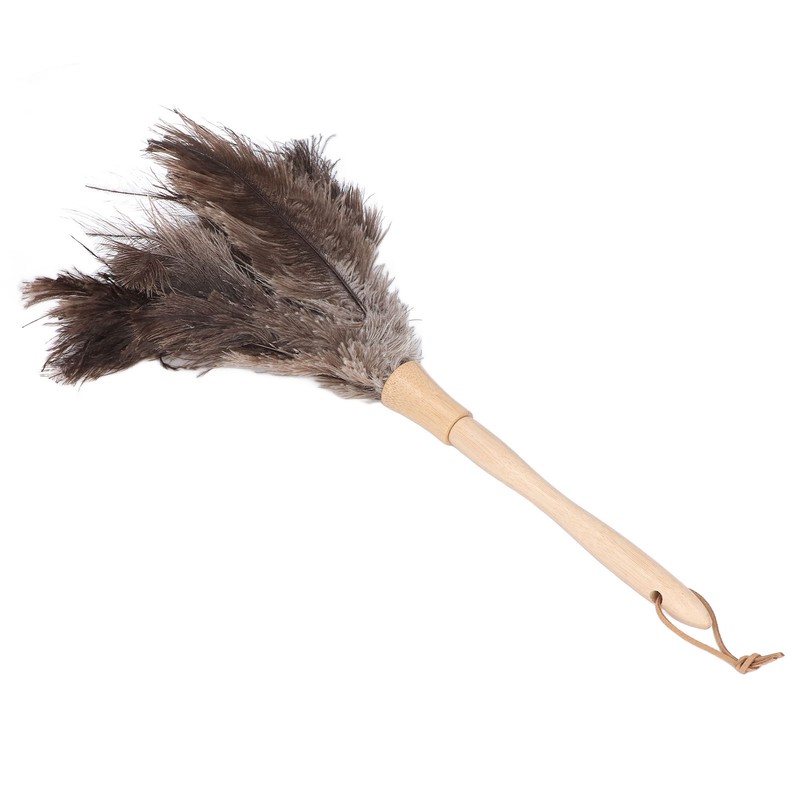 Feather Duster Light Weight Soft Long Handle Reusable Black Ostrich