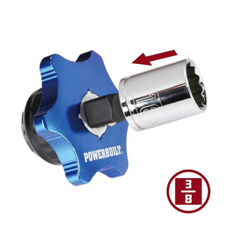 Powerbuilt 3/8 Inch Drive Palm Ratchet Handle, Finger Ratchet, Stubby