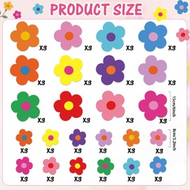 Marspark 72pcs Colorful Flower Bulletin Board Decoration Floral Spring Cut-Outs Accent 2 Sizes Paper Flowers Cutouts Floral Name Tag Label for Teacher Back to School Party Supplies(Rainbow Colors)