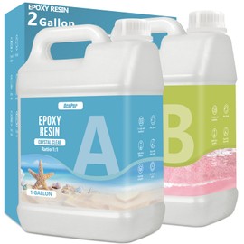 OcePor Epoxy Resin-2 Gallon, Crystal Clear Epoxy Resin Kit, No Yellowing No Bubble Art Resin Casting Resin for Art Crafts, Jewelry Making, Wood & Resin Molds(1 Gallon x 2)