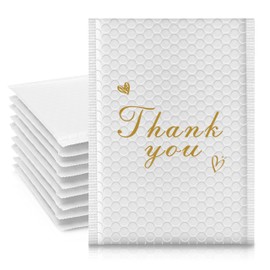 Jowlroel Thank You Bubble Mailers 4x8'' 50 Pack, Self Sealing Padded Envelopes, Strong Adhesion Bubble Envelopes, Waterproof Mailing Envelopes, Cushioning Shipping Envelopes - White