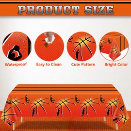 Basketball Party Tablecloth, Basketball Pattern, Party, Basketball, Theme Tablecloth, Basketball Sports Themed Tablecloths, Basketball Party Supplies, Sports Tablecloth, Rectangle Decoration, 130 x
