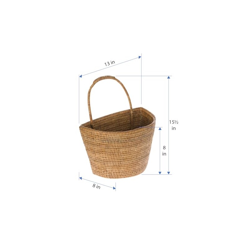 KOUBOO La Jolla Rattan Wall Storage Basket with Handle, Hanging
