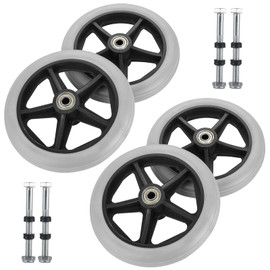 MUXHEL 4 Pcs Walker Wheels Replacement 6 Inch Solid Wheelchair Front Wheels, Anti-Slip Rollator Wheels for Wheelchairs, Rollators, Walkers