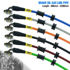 Fewfuss Motorcycle Hydraulic Brake Oil Hose - 28 90 Degree M10 Braided Steel Brake Clutch Oil Line Pipe for Dirt Bike Enduro Motocross Black 1000mm/39.37"