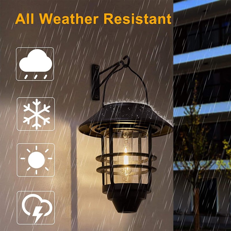2 Pack Solar Lights Outdoor Lanterns,Waterproof Hanging Solar Lights Lantern