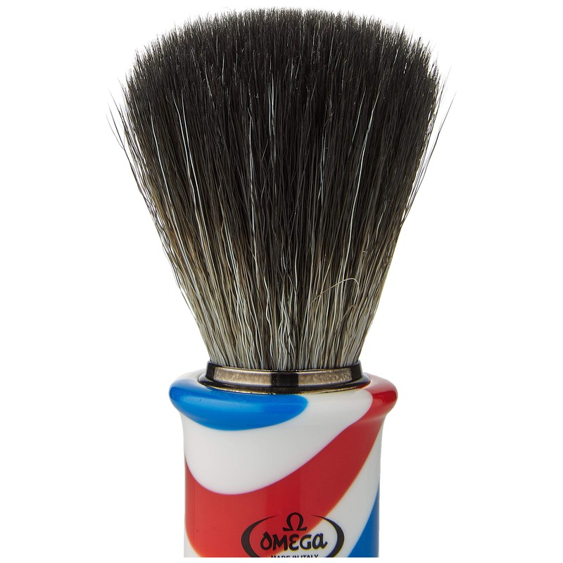 Omega 0196735 Shaving Brush Black Hi-Brush Barber Pole