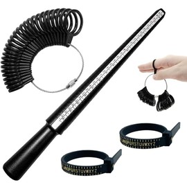 Ring Size Measurement Kit,Includes a Plastic Mandrel, Adjustable Ring Gauge,and 2 Finger Tape Measures,Suitable for Jewellery Making,Suitable for Both Women and Men