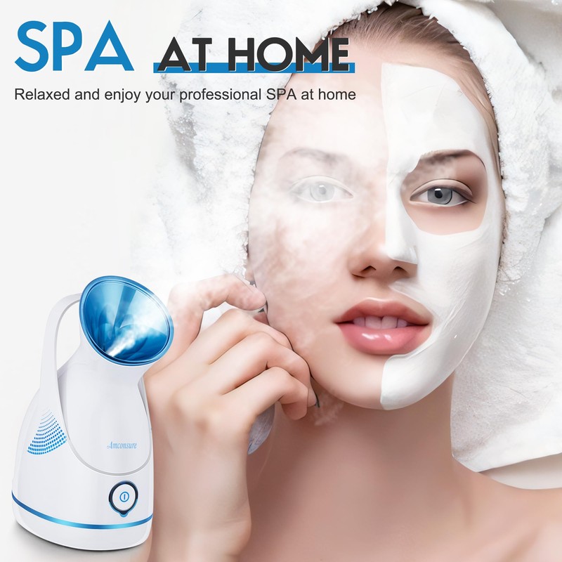 Amconsure Facial Steamer - Nano Ionic Face Steamer Warm Mist