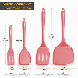 Silicone Spatula Set, 600°F Heat Resistant Silicone Spatula Turner Flipper for Cooking, Non Stick and Non Scratch Kitchen Utensils for Eggs & Pancakes, 4 Pack, Red