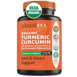 Organic Turmeric Supplement with Black Pepper Highest Potency USDA Certified [Non-GMO Organic Curcumin 2115mg] Antioxidant Joint & Immune Support 120 Tablets