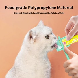 2pcs Cat Strip Feeders, Kitten Strip Squeeze Spoon for Wet Food and Liquid Snack, Cat Lickable Puree Treat Food Dispenser Pet Food Mixing Spoon Feeding Scoop for Pets (Blue & Green)