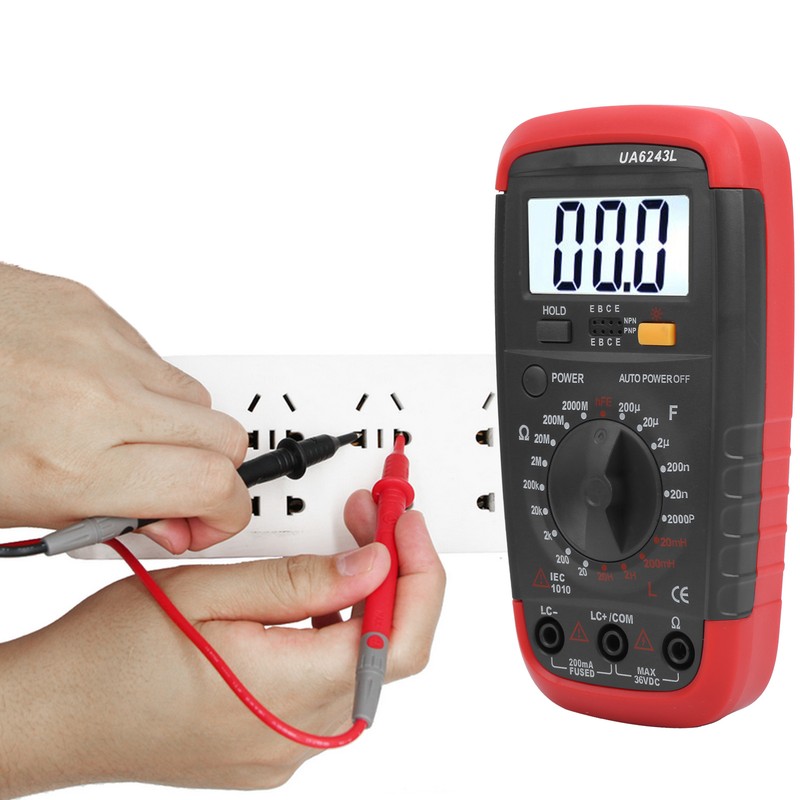 UA6243L Handheld LED Digital Multimeter Capacitance Meter Resistance Tester 1999