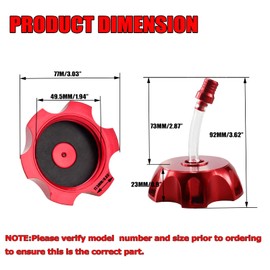 New Olym CNC Aluminum Gas Fuel Tank Cap for ATV Dirt Pit Bike 50cc 90cc 110cc 150cc SSR XR50 Taotao Apollo Red
