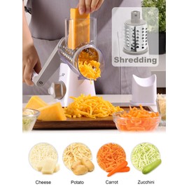 Cheese Grater Rotary, Rotary Grater for Kitchen, Kitchen Grater Vegetable Slicer with 3 Drum Blades, Fast Cutting Cheese Shredder for Vegetables and Nuts