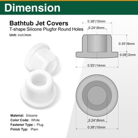8 Pcs Bathtub Jet Covers 10mm, Silicone Jet Tub Cover Caps