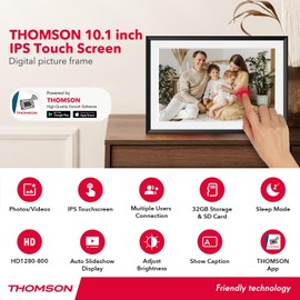 THOMSON 10.1 Inches Digital WiFi Picture Frame, Digital Photo Frame with 32 GB, 1280x800 HD IPS Touch Screen Electronic Frame, Auto-Rotate, Share Photos/Videos Instantly from Anywhere Great Gifts