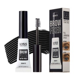 Kiss New York Professional Brow Fixer Glue - Extreme Hold for Sculpted, Transfer Proof, Non-Sticky Finish for Clean Makeup Look, All Day Control (Granite)