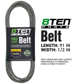 8TEN Belt with Kevlar for Cub Cadet Troy Bilt XT1-LT46 Super Bronco John Deere LX279 LX277 954-05027A M119871 91 x 1/2