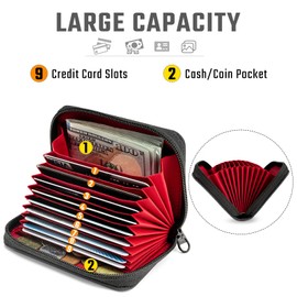 TACTICAL_GEEK PC1 EDC Durable 11-Slot Nylon Card Holder for Credit Cards, Lightweight Zippered Minimalist Wallet for Men and Women, Ideal for Work Travel, with Coin Pouch, Ultra-light and Waterproof, Black