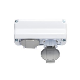 Surface-Mounted Wet Room Schuko Sockets 1-Way or 2-Way IP66 Even When Plug is in Operation (2-Way)