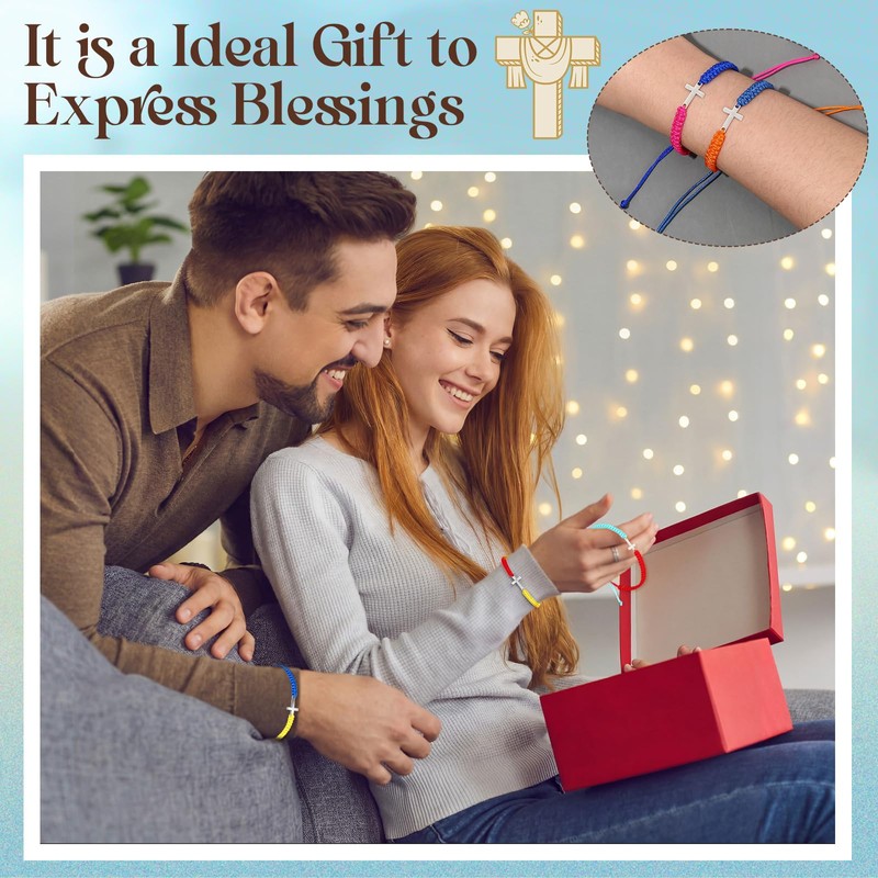 Highergo Cross Friendship Bracelets for Women Men Colorful Jesus Christian