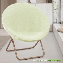 Buenanir Saucer Chair Cover - Stretch Round Moon Slipcover, Jacquard Foldable Cozy Protector for Bedroom - Beige