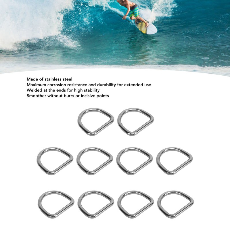 10pcs 316 Stainless Steel D Ring Semi Circular Welded D