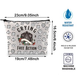 Novelty Gamer Gift Novelty D Dragon Dice Makeup Bag DND Accessories DND Dice Zipper Bag Dungeons Gift Dragons Lover Gift DM Cosmetic Bag DND Accessories for Players (Crying Bag CA)