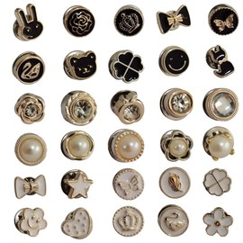 30Pcs Women Shirt Instant Cover up Button Pearl Safety Brooch Pins Button for Women Coat Dress Clothes Sweater Hat Bags Decoration Accessories