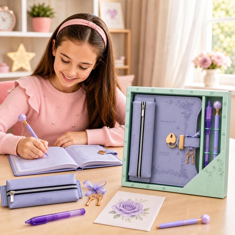 WeiAlico Secret Diary with Lock and Keys for Girls 6-12