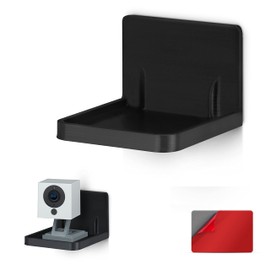 Mini Square Shelf Mount for Security Cameras, Baby Monitors, Speakers, Plants & More, Universal Holder, Strong Adheasive, Easy to Install, No Mess, Screwless by Brainwavz (1 Pack, Black)