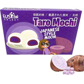 Fusion Select Mochi Daifuku Snacks - Traditional Japanese Rice Cakes with Filling - Flavored Asian Sweet Desserts for Family - Chewy and Soft Texture (Taro)