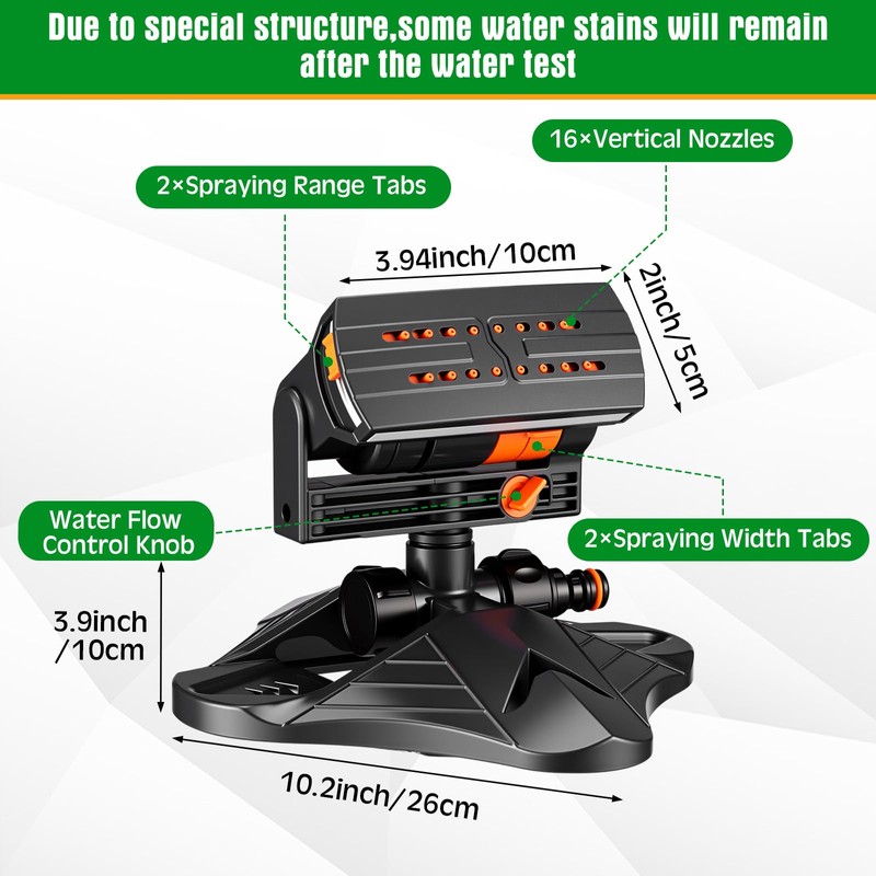 Reallnaive 2 Pcs Adjustable Oscillating Sprinkler 4 Way ABS Lawn