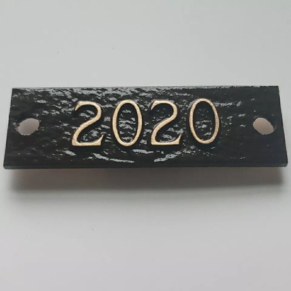 Unbranded 2020 Headstone Monument Date Plate Cast Bronze 1-1/4" x