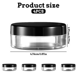 4pcs Makeup Powder Container Loose Powder Containers Travel Size 10ml/0.34oz Refillable Reusable Portable Powders Compact Container No Leak Powders Case with Rotatable Sifter Lined Screw Lid