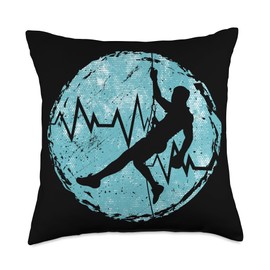 Rock Climbing Harness Freeclimbing Partner Mountains Bouldering Heartbeat Climbing Freeclimber Throw Pillow, 18x18, Multicolor