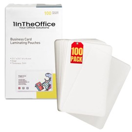 1InTheOffice Business Card Laminating Pouches, 5 Mil Laminating Pouch, Plastic Laminating Sheets, 2.25"W x 3.75"L, 100 Pack