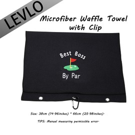 LEVLO Boss Gift Funny Golf Towel Gift for Golfer Best Boss by Par Golf Embroidered Golf Towel Gift Boss's Day (Best Boss- Black)