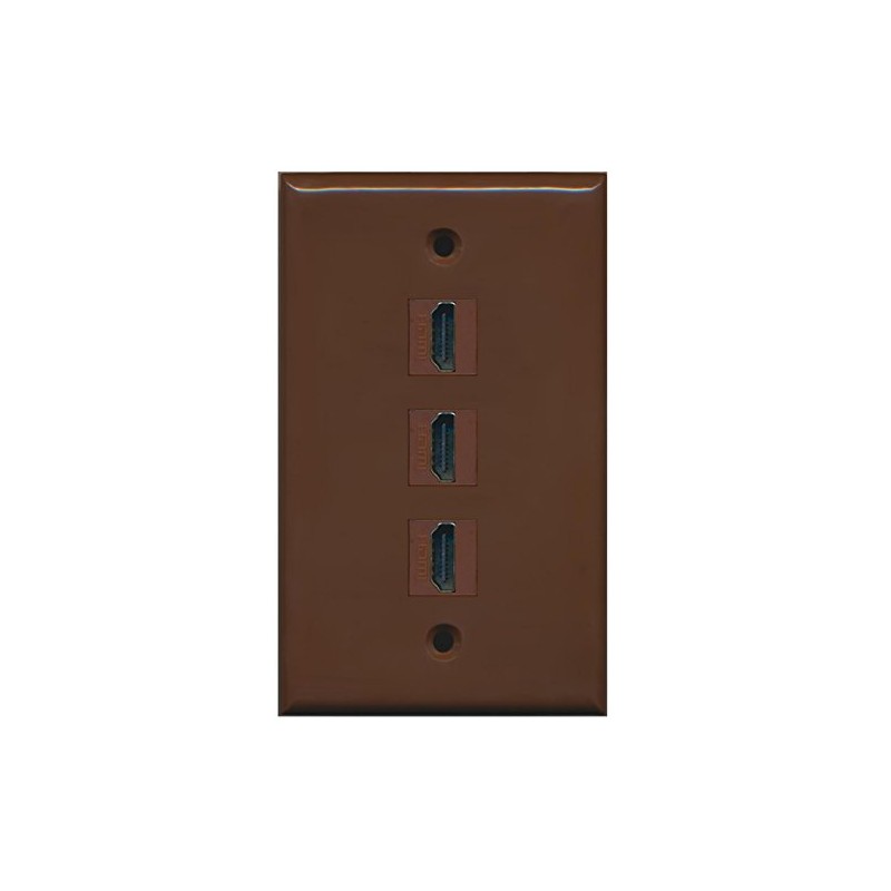 RiteAV - 3 Port HDMI Wall Plate - Brown